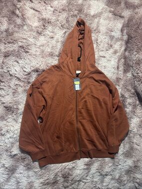 Universal Thread Men's Zip-Up Hoodie in Rust Brown